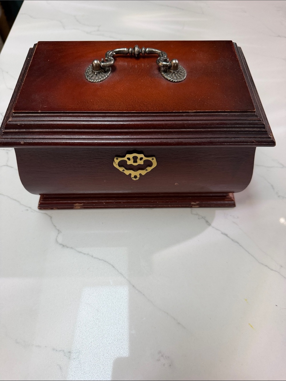 Classic Wooden Jewelry Box with Brass Accents - Brown